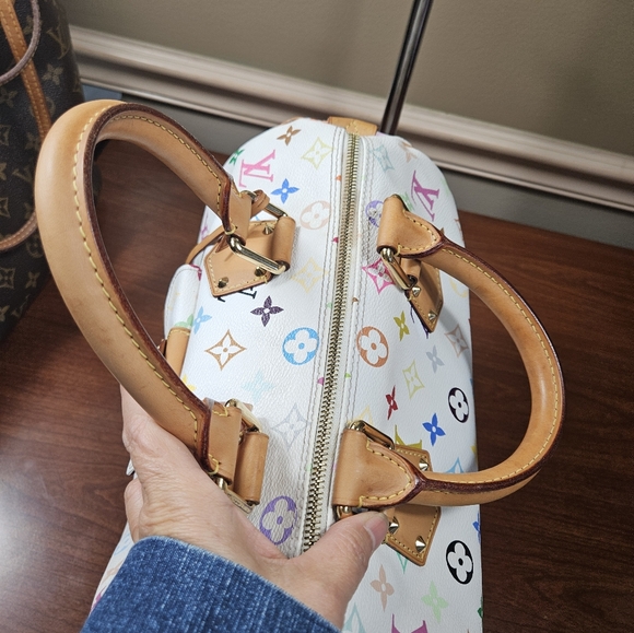 Auth Louis Vuitton Speedy 30 Multicolor White Satchel Handbag - Picture 13 of 15